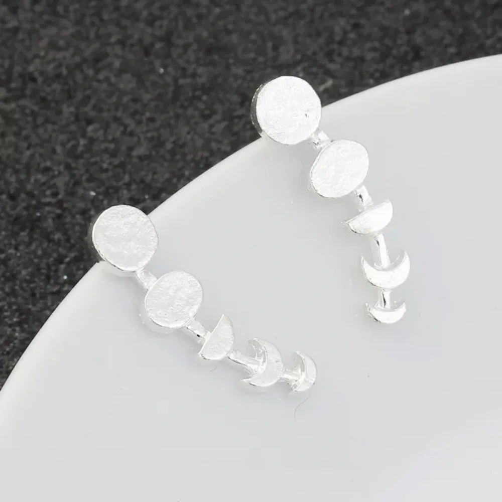 Unique Moon Phase Climber Minimalist Space Galaxy Planet Star Science Earrings - Picture 6 of 6